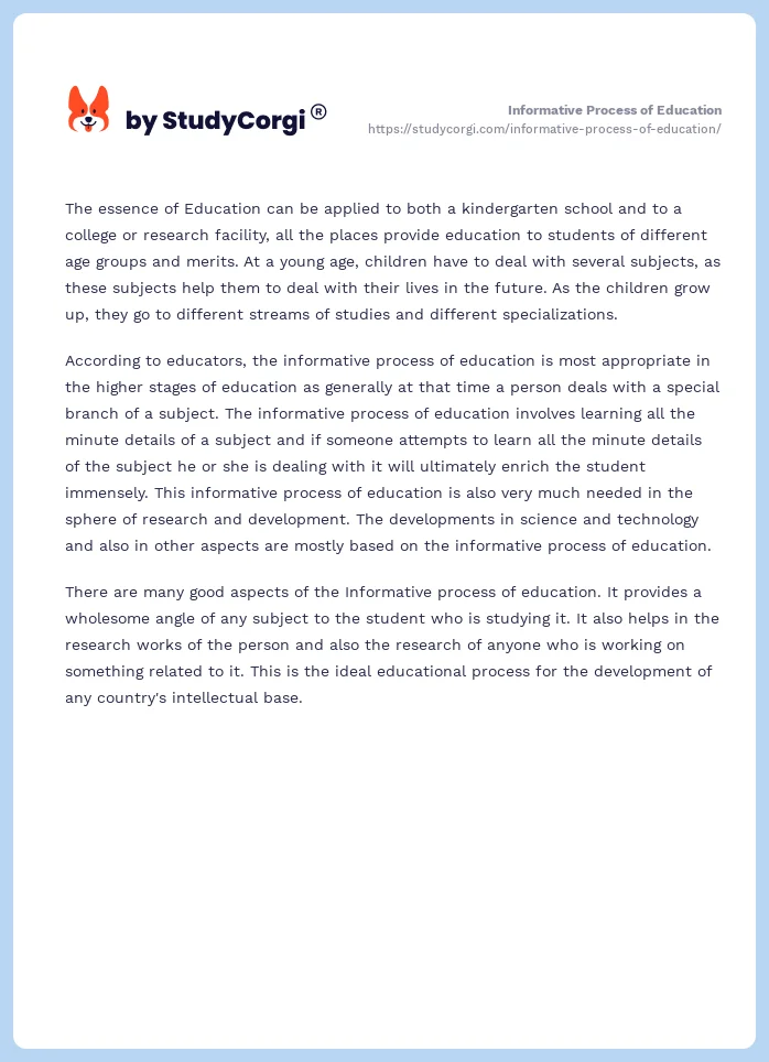 Informative Process of Education. Page 2