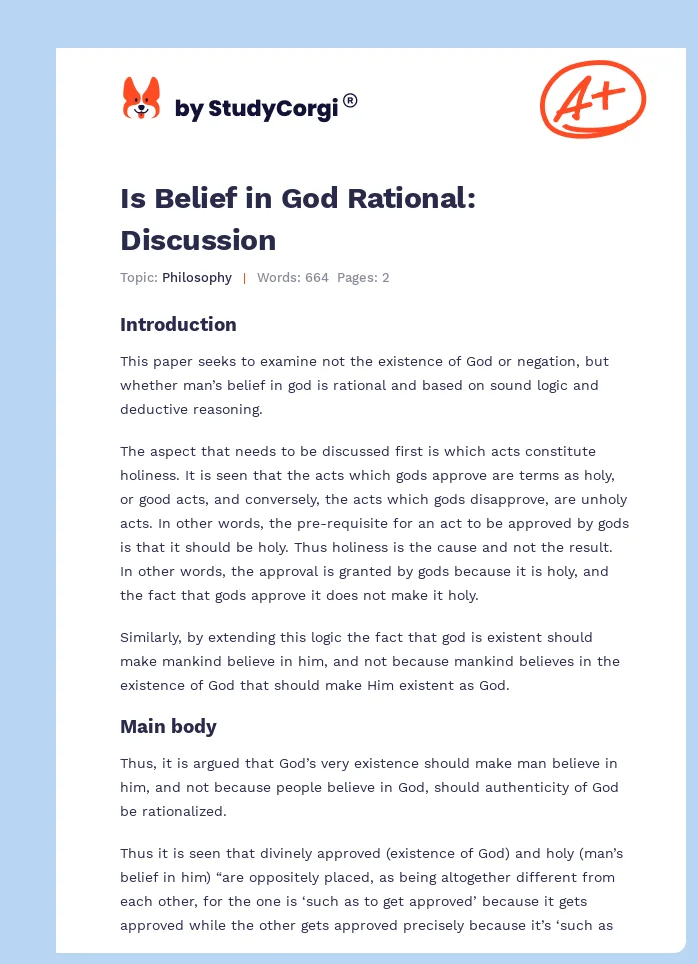 Is Belief in God Rational: Discussion. Page 1
