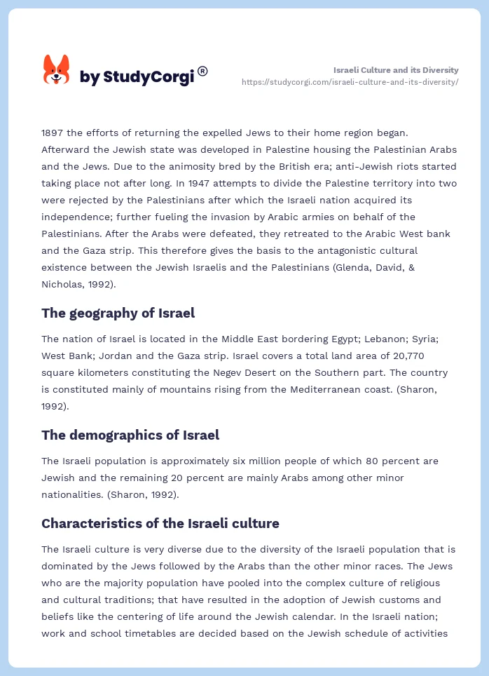 Israeli Culture and its Diversity. Page 2
