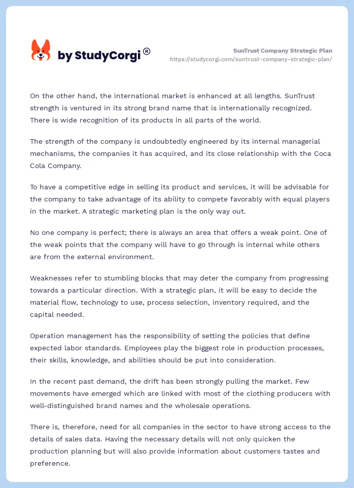 SunTrust Company Strategic Plan. Page 2
