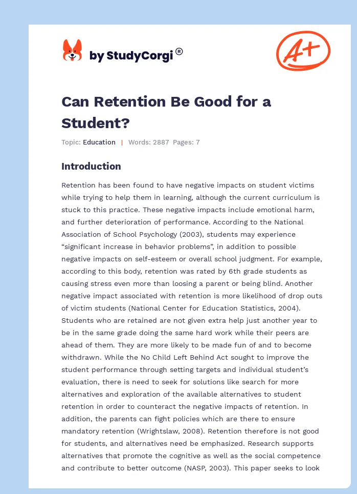 Can Retention Be Good for a Student?. Page 1