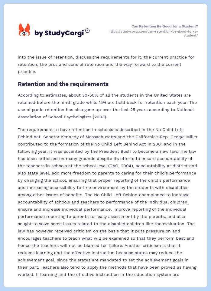 Can Retention Be Good for a Student?. Page 2