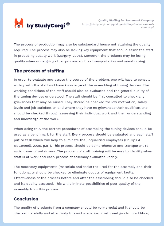 Quality Staffing for Success of Company. Page 2