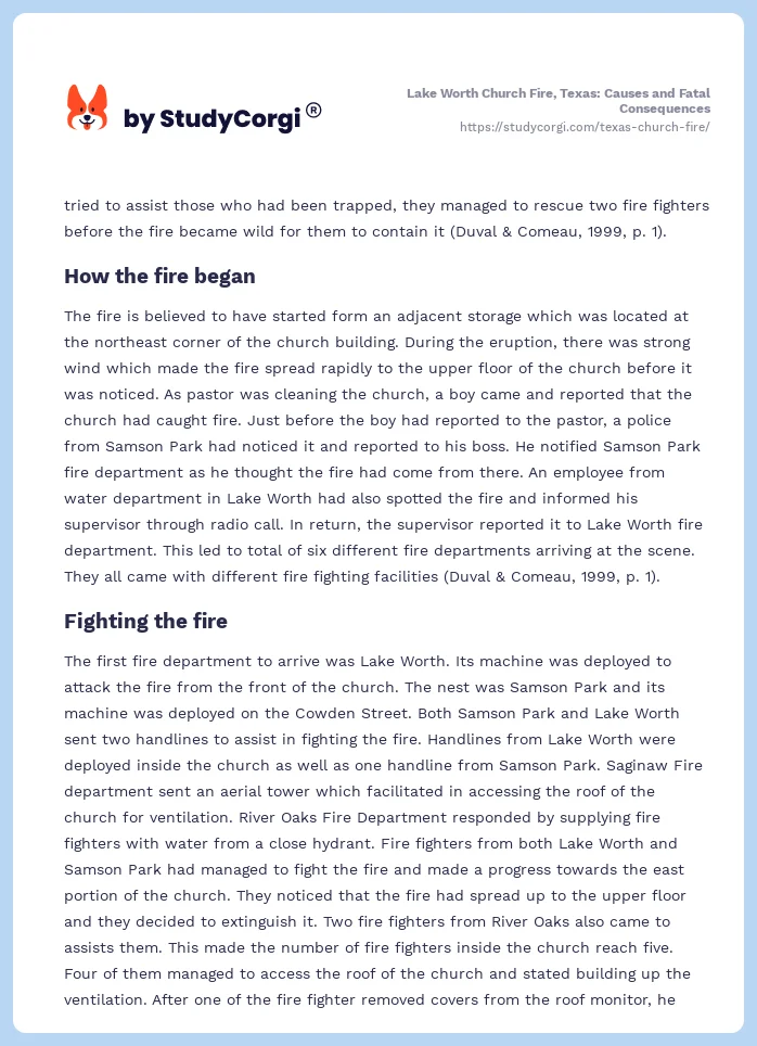 Lake Worth Church Fire, Texas: Causes and Fatal Consequences. Page 2