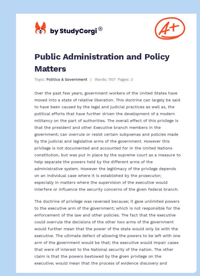 Public Administration and Policy Matters. Page 1