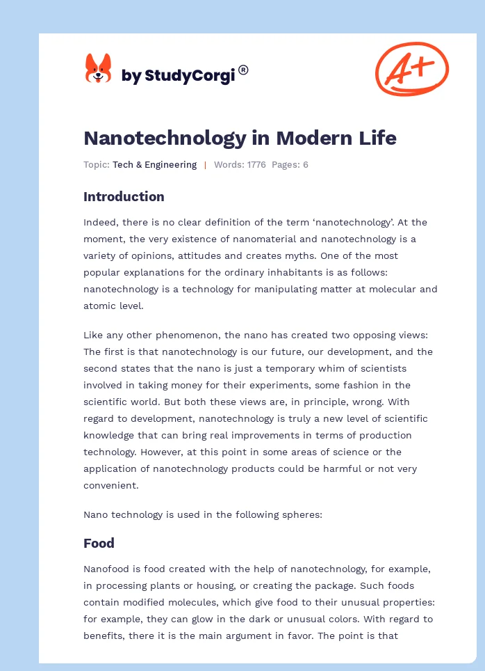 Nanotechnology in Modern Life. Page 1