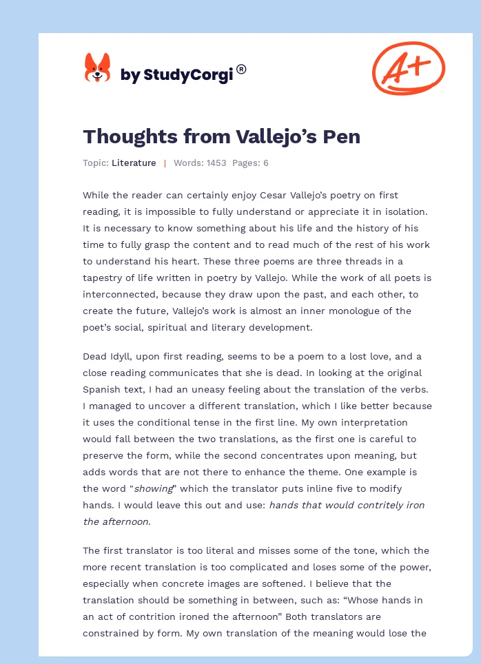 Thoughts from Vallejo’s Pen. Page 1