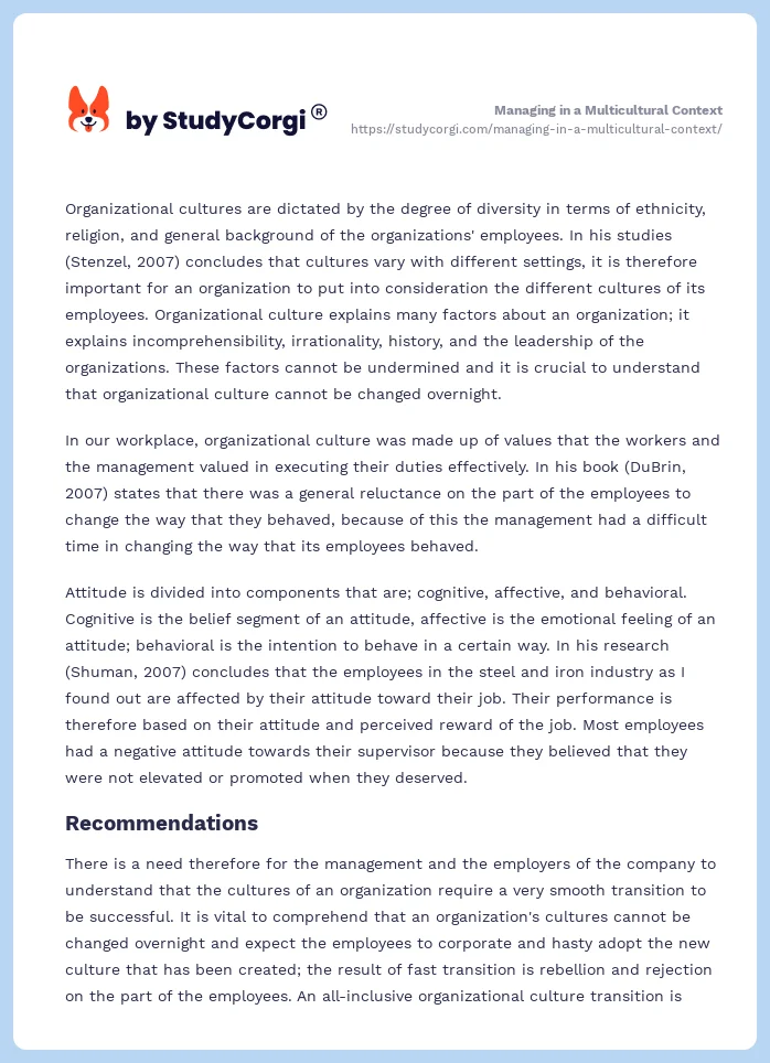 Managing in a Multicultural Context. Page 2