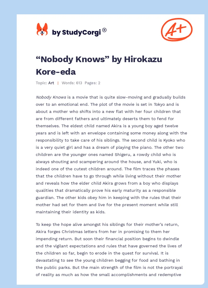 “Nobody Knows” by Hirokazu Kore-eda. Page 1