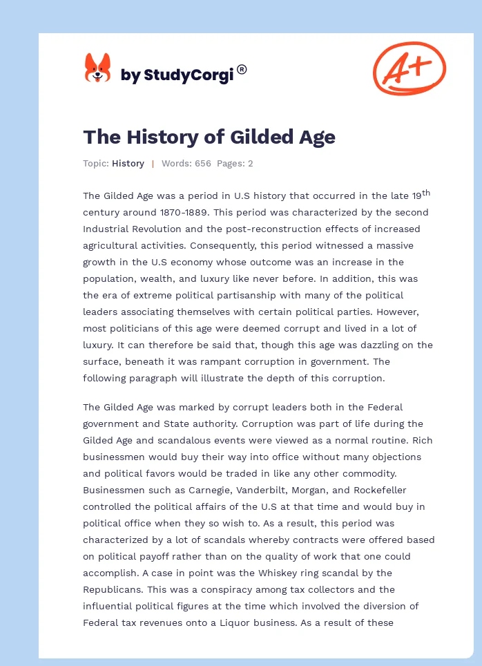 The History of Gilded Age. Page 1