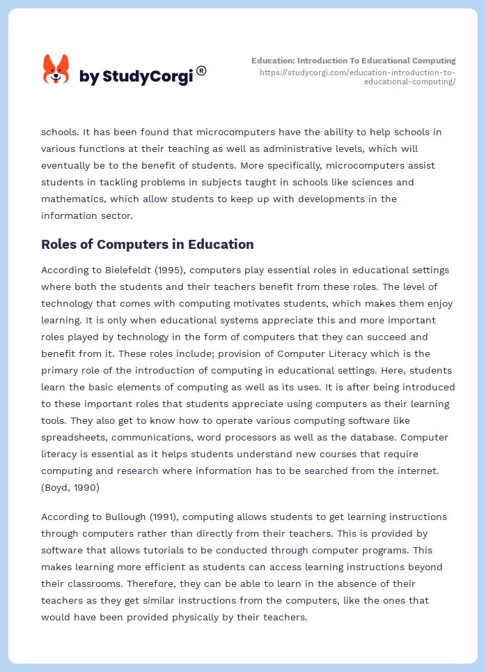 Education: Introduction To Educational Computing. Page 2