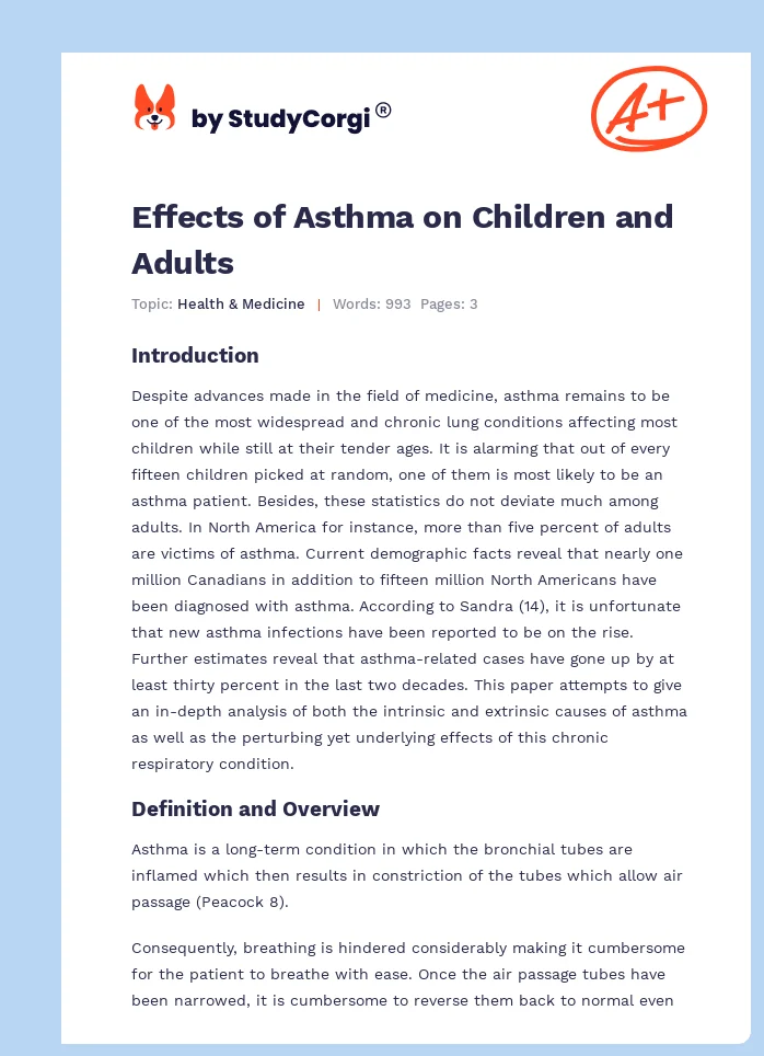 Effects of Asthma on Children and Adults. Page 1