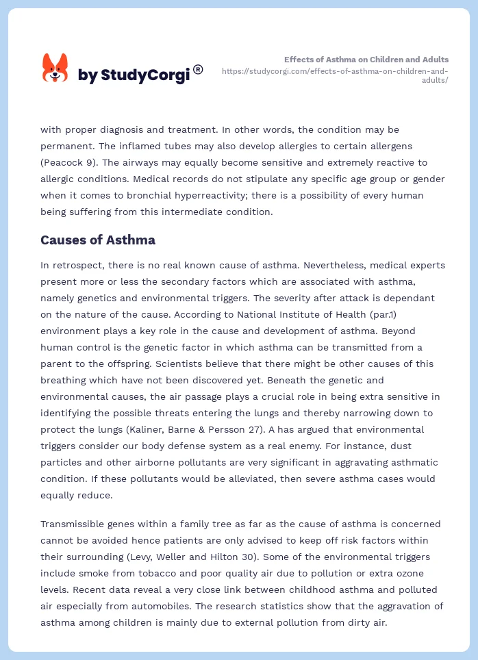 Effects of Asthma on Children and Adults. Page 2