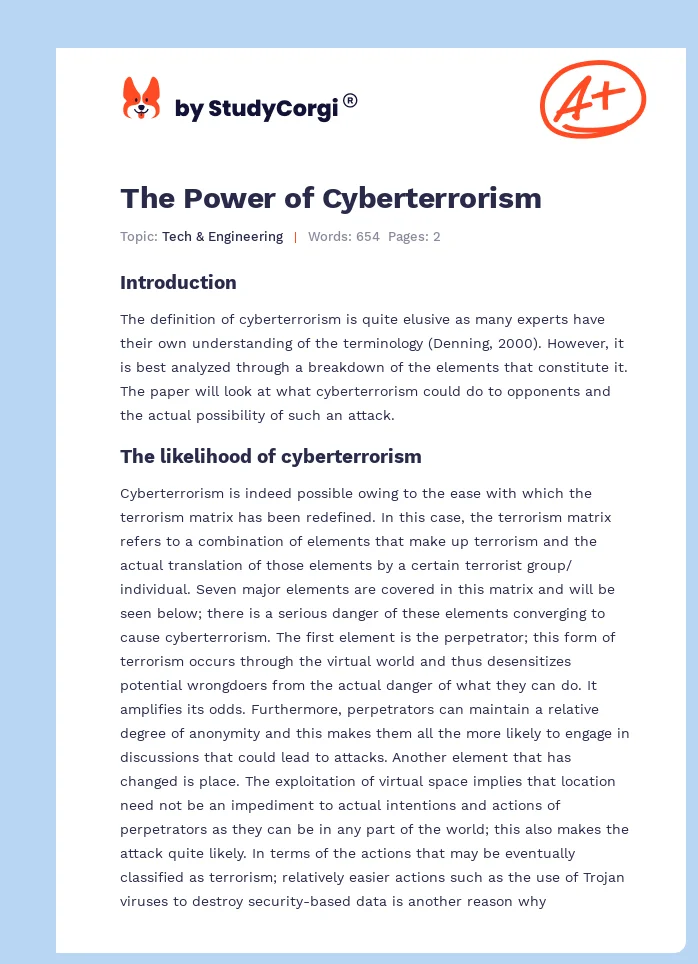 The Power of Cyberterrorism. Page 1