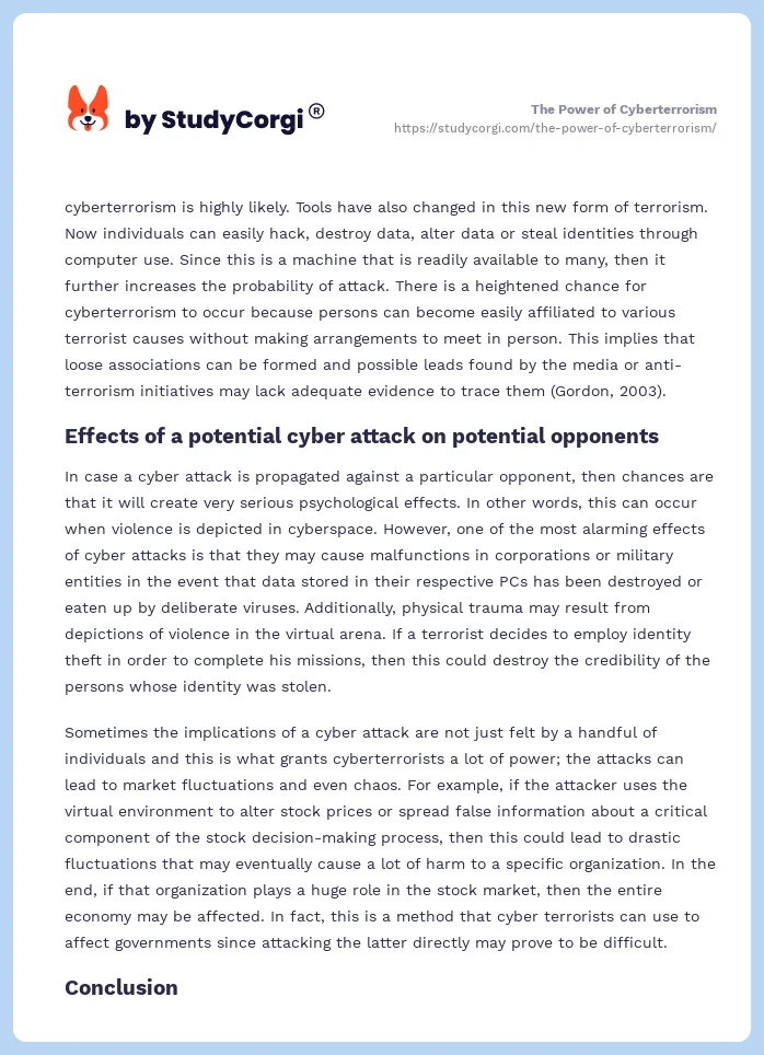 The Power of Cyberterrorism. Page 2