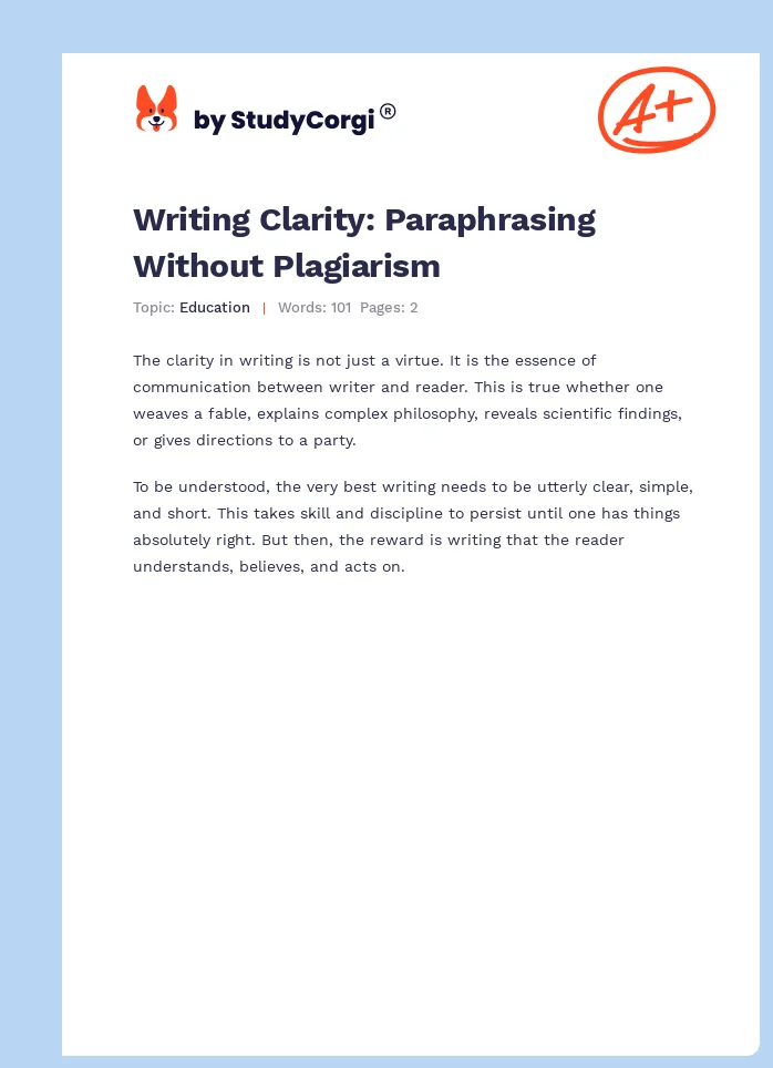 Writing Clarity: Paraphrasing Without Plagiarism. Page 1