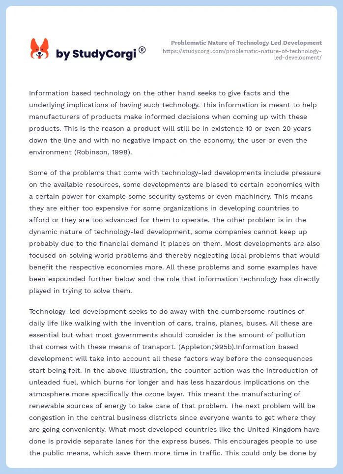 Problematic Nature of Technology Led Development. Page 2