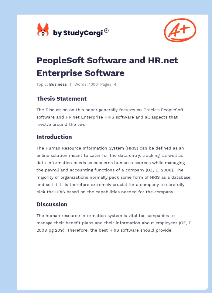 PeopleSoft Software and HR.net Enterprise Software. Page 1
