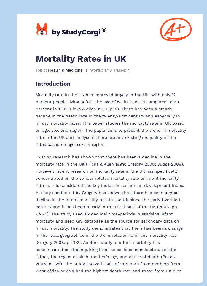 Mortality Rates in UK. Page 1