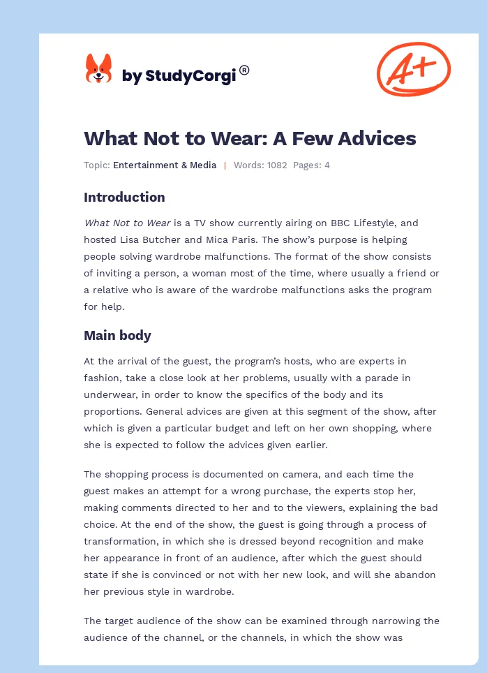 What Not to Wear: A Few Advices. Page 1