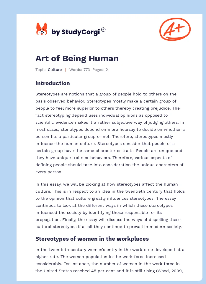 Art of Being Human. Page 1