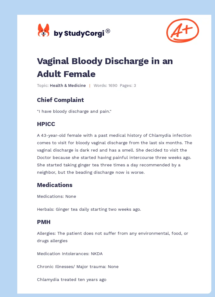 Vaginal Bloody Discharge in an Adult Female. Page 1