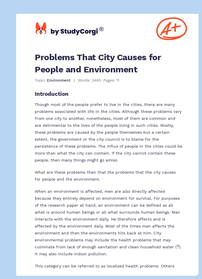Problems That City Causes for People and Environment. Page 1