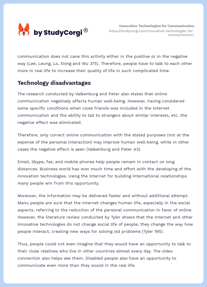 Innovative Technologies for Communication. Page 2