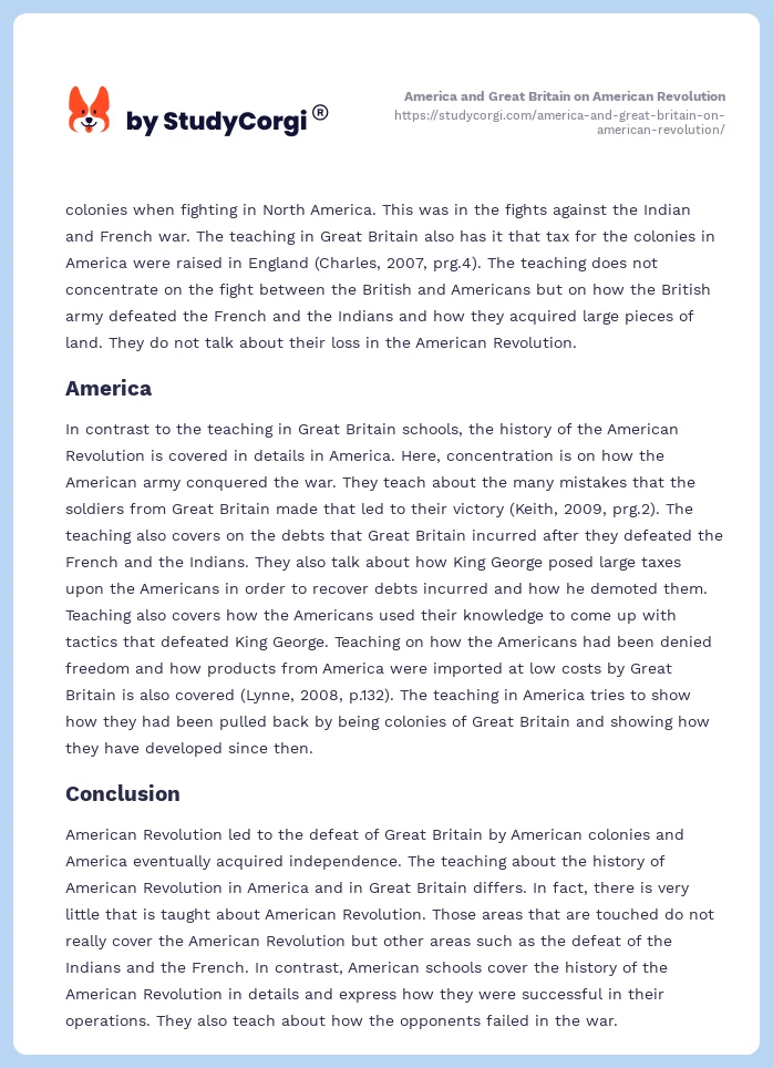 America and Great Britain on American Revolution. Page 2