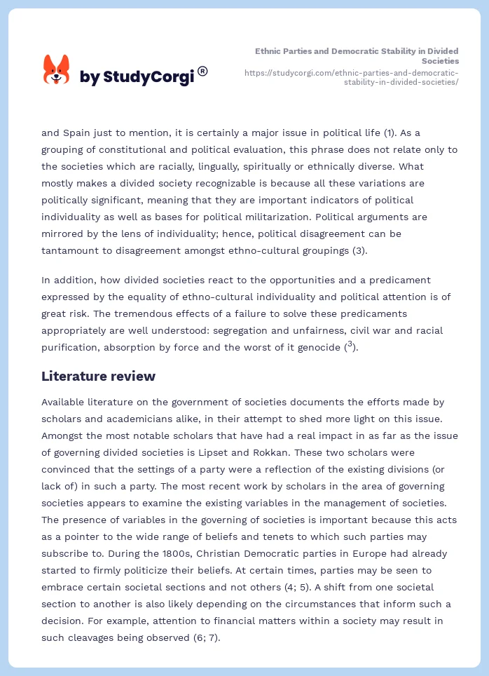 Ethnic Parties and Democratic Stability in Divided Societies. Page 2