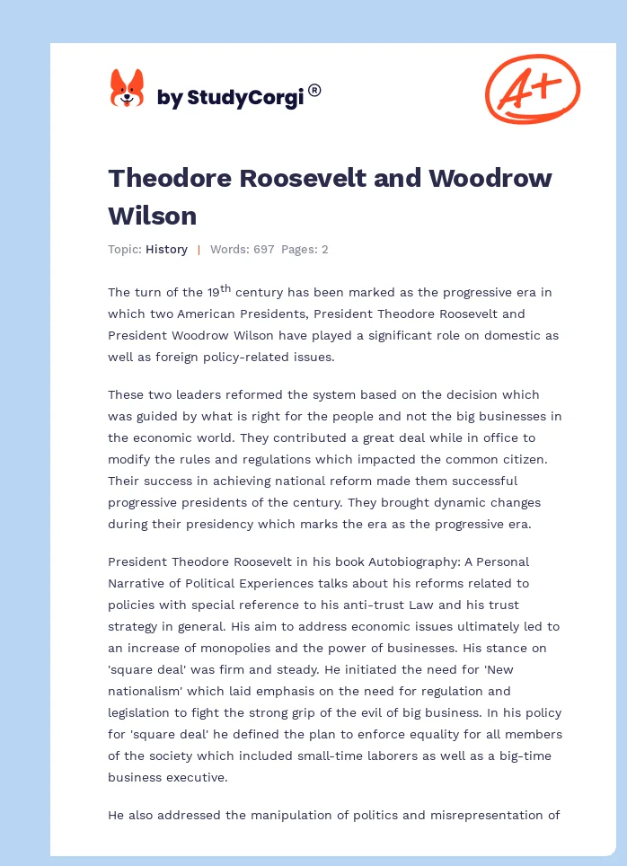 Theodore Roosevelt and Woodrow Wilson. Page 1