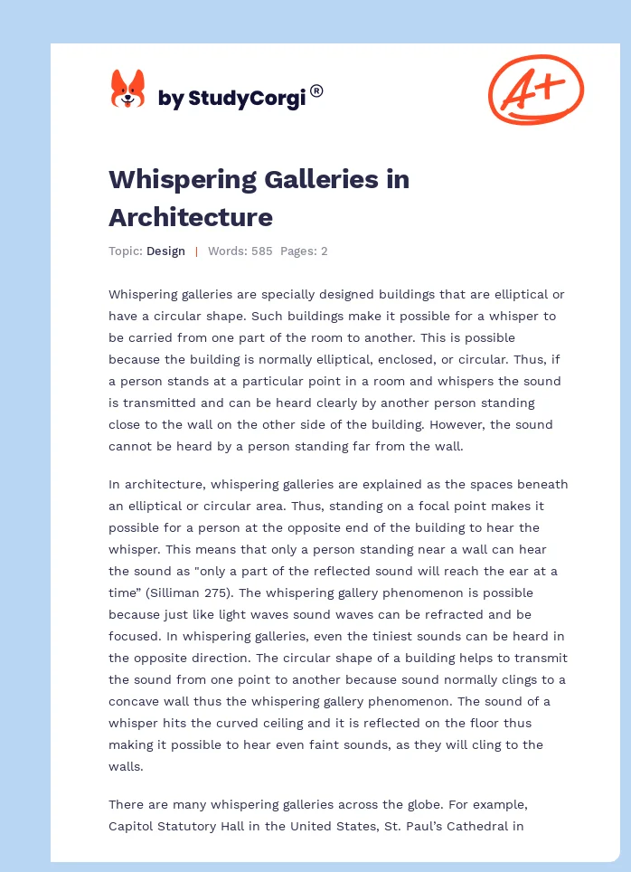 Whispering Galleries in Architecture. Page 1
