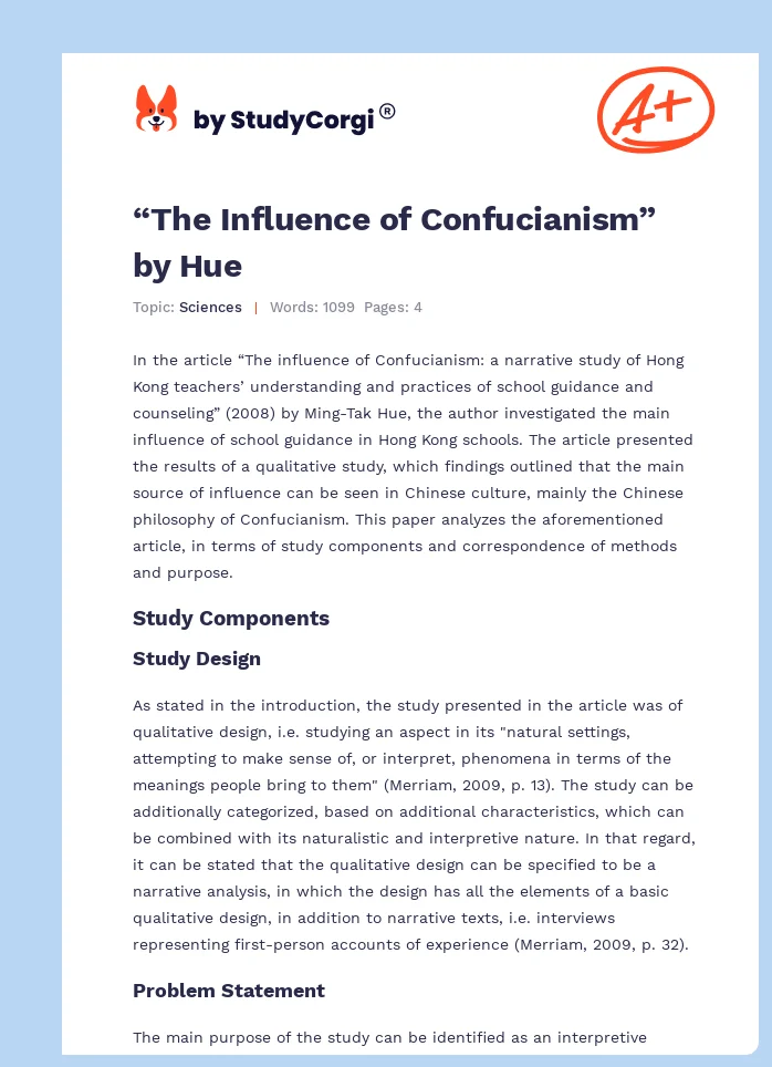 “The Influence of Confucianism” by Hue. Page 1