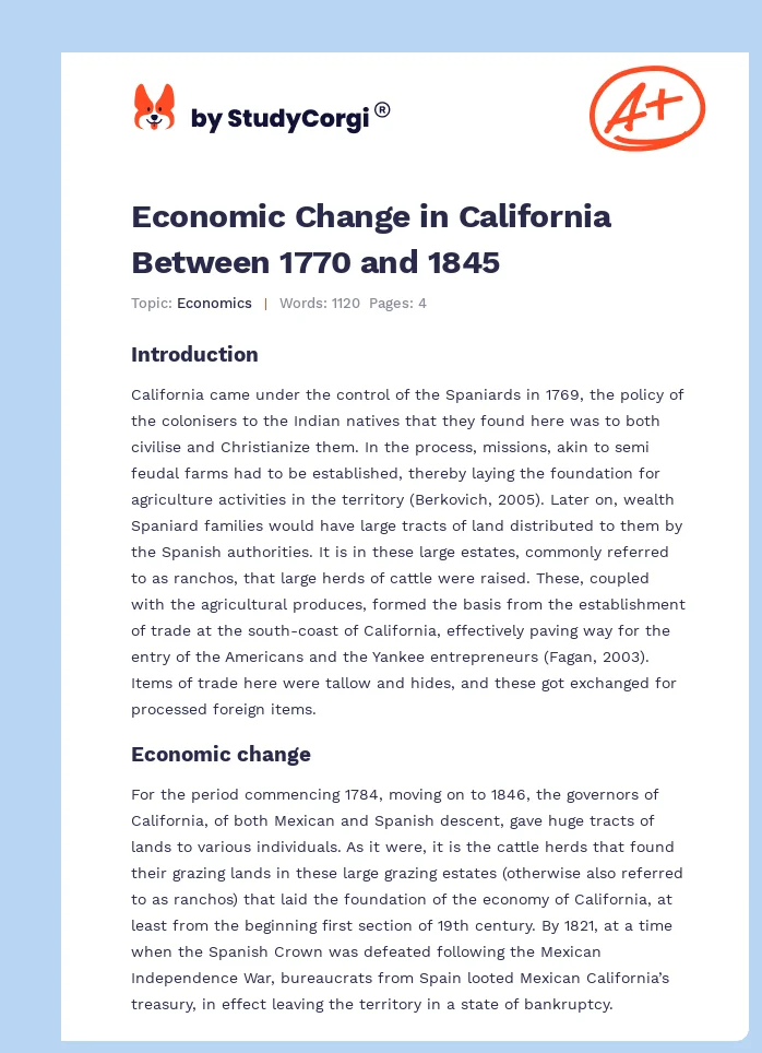 Economic Change in California Between 1770 and 1845. Page 1
