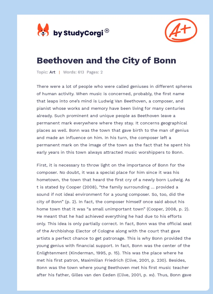 Beethoven and the City of Bonn. Page 1