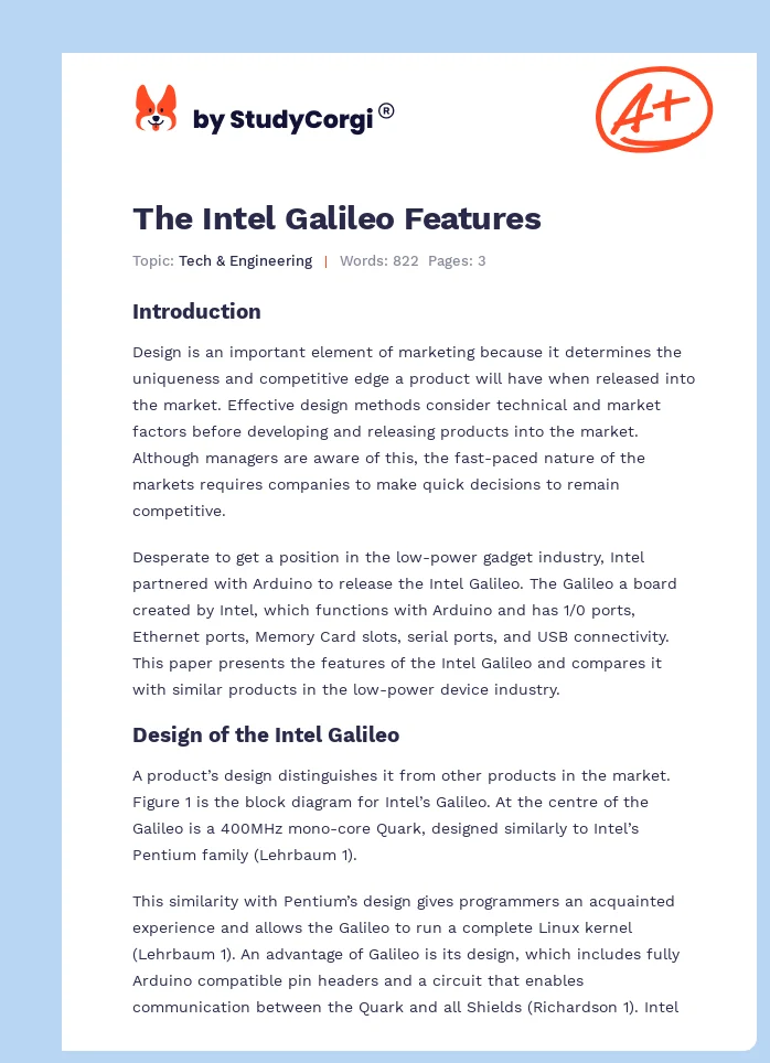 The Intel Galileo Features. Page 1