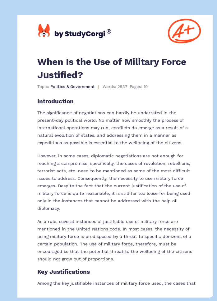 When Is the Use of Military Force Justified?. Page 1