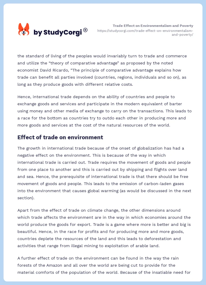 Trade Effect on Environmentalism and Poverty. Page 2