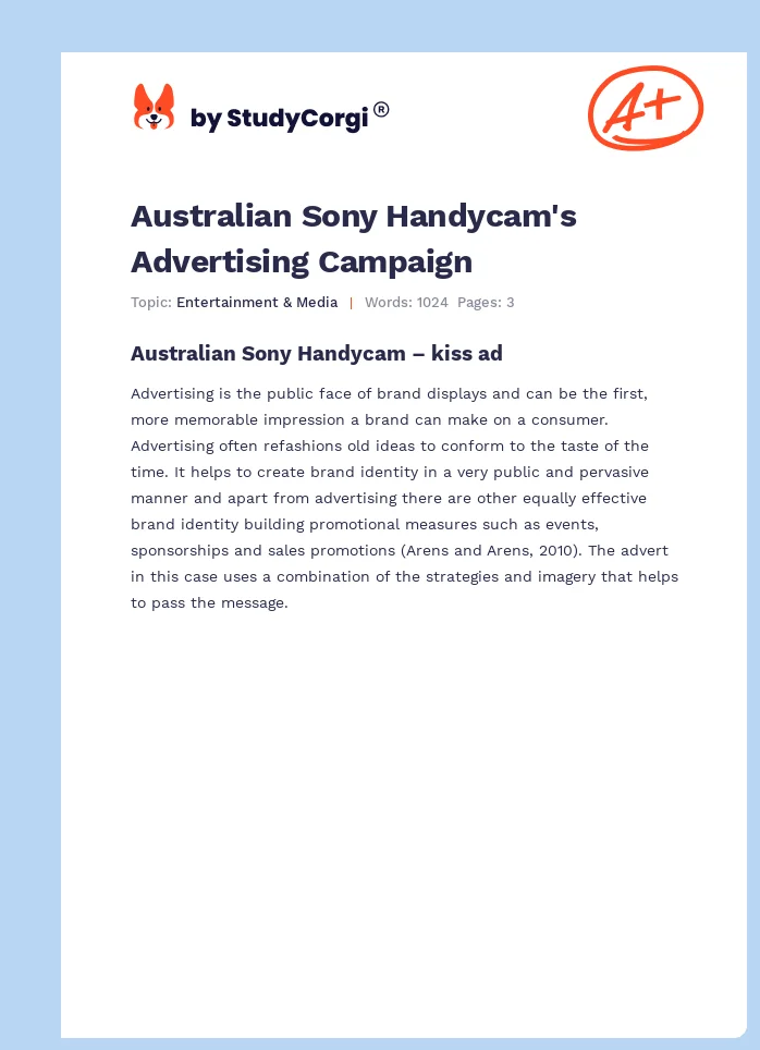 Australian Sony Handycam's Advertising Campaign. Page 1