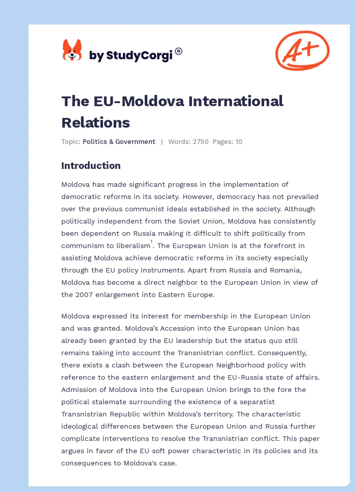 The EU-Moldova International Relations. Page 1