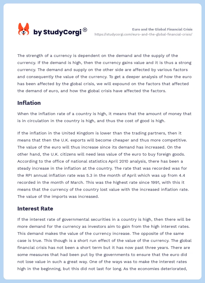 Euro and the Global Financial Crisis. Page 2