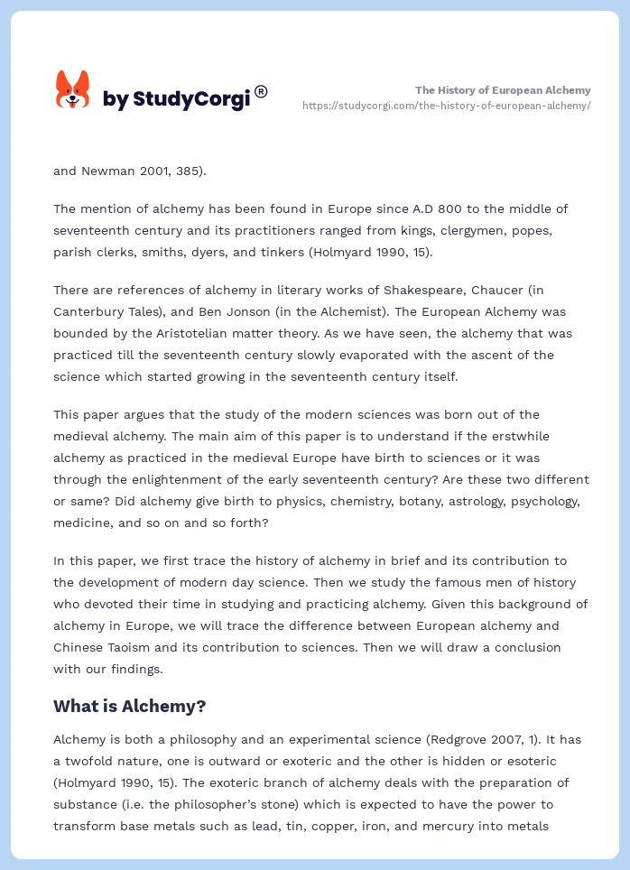 The History of European Alchemy. Page 2