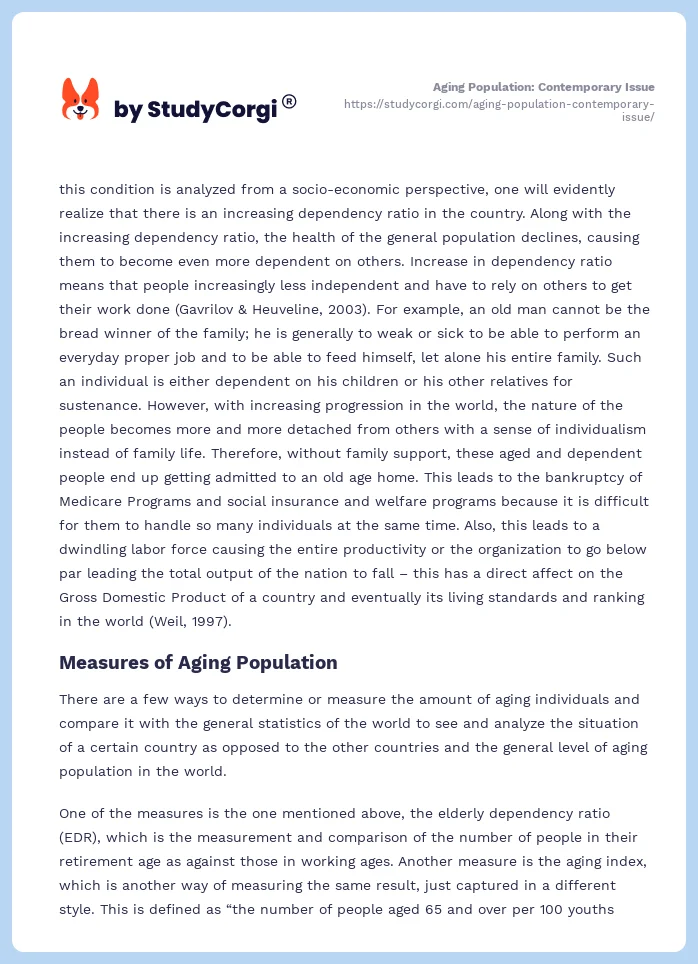 Aging Population: Contemporary Issue. Page 2