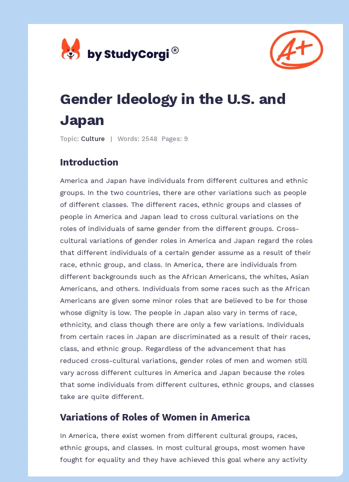 Gender Ideology in the U.S. and Japan. Page 1