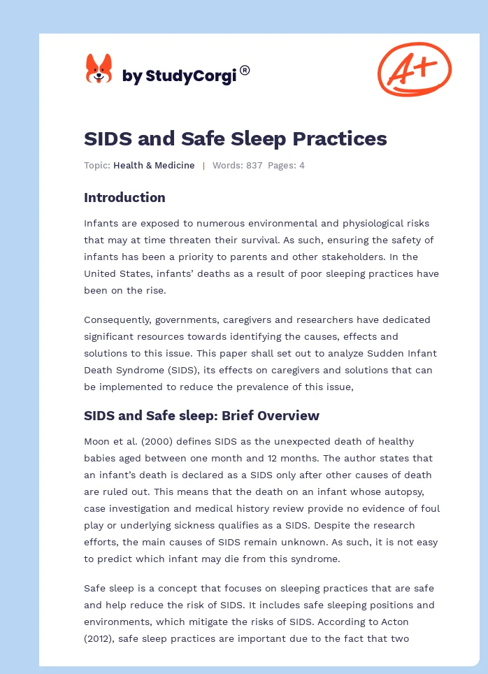 SIDS and Safe Sleep Practices. Page 1