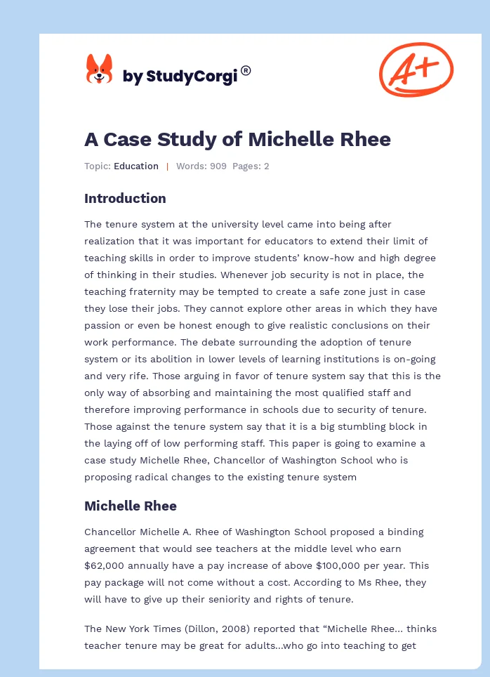 A Case Study of Michelle Rhee. Page 1
