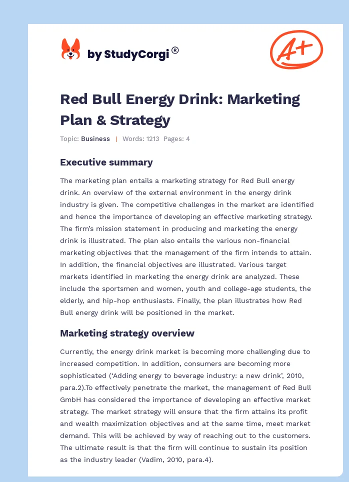 Red Bull Energy Drink: Marketing Plan & Strategy. Page 1