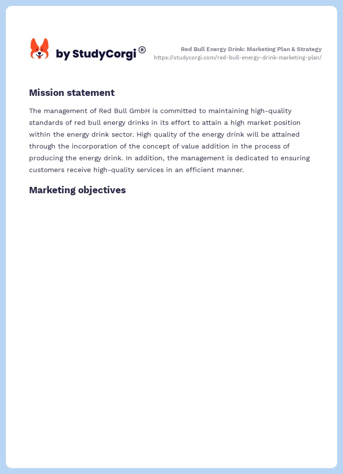 Red Bull Energy Drink: Marketing Plan & Strategy. Page 2
