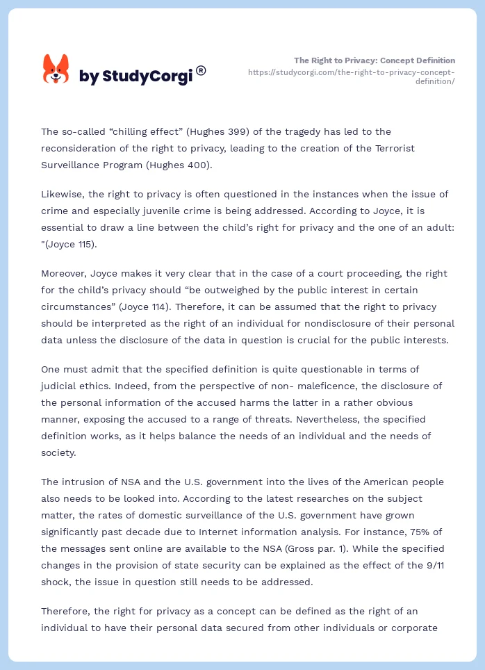 The Right to Privacy: Concept Definition. Page 2