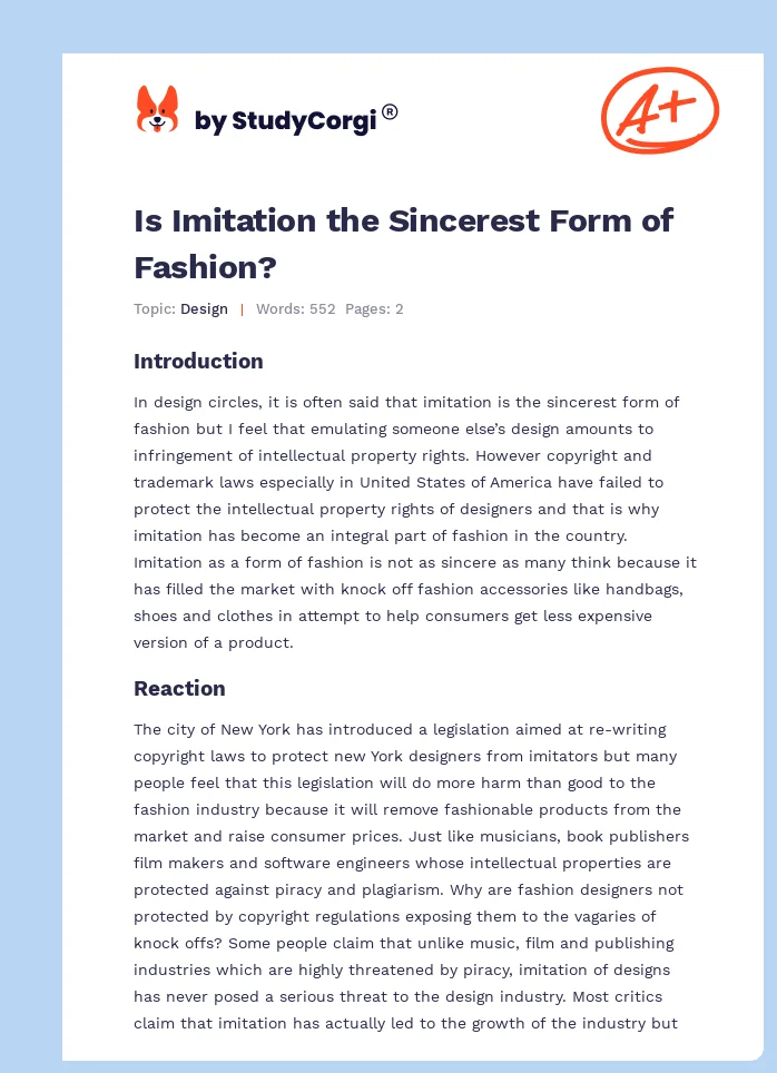Is Imitation the Sincerest Form of Fashion?. Page 1